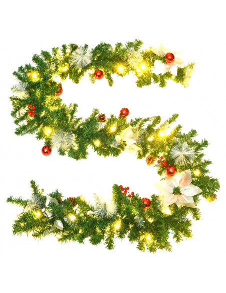 Ghirlanda Natalizia con Luci a LED 2,7 m in PVC Verde
