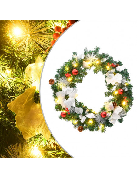 Ghirlanda Natalizia con Luci LED Verde 60 cm PVC