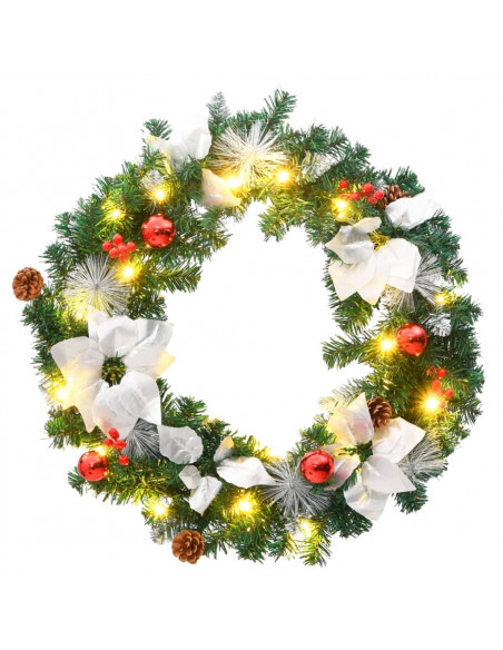 Ghirlanda Natalizia con Luci LED Verde 60 cm PVC