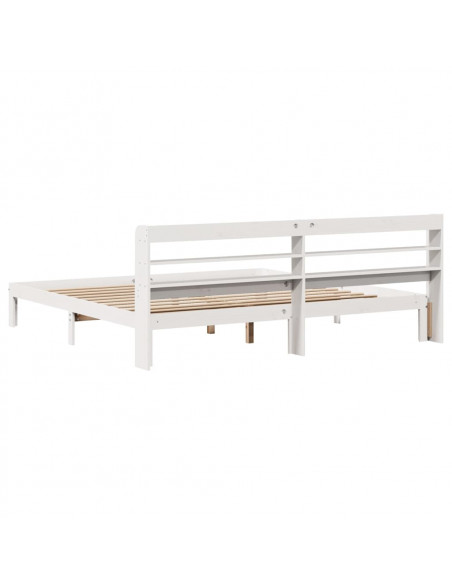 Giroletto con Testiera Bianco 200x200 cm Legno Massello di Pino