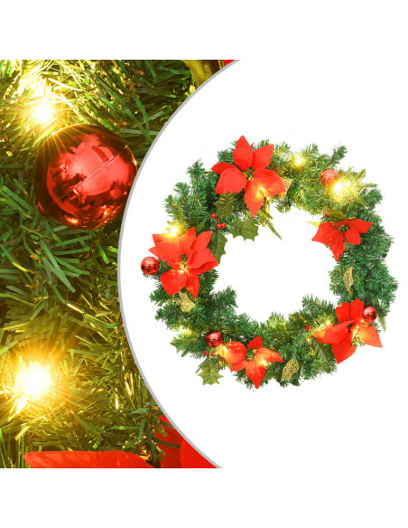 Ghirlanda Natalizia con Luci LED Verde 60 cm PVC
