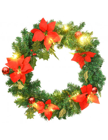 Ghirlanda Natalizia con Luci LED Verde 60 cm PVC