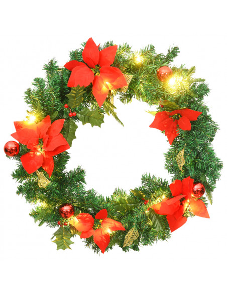 Ghirlanda Natalizia con Luci LED Verde 60 cm PVC