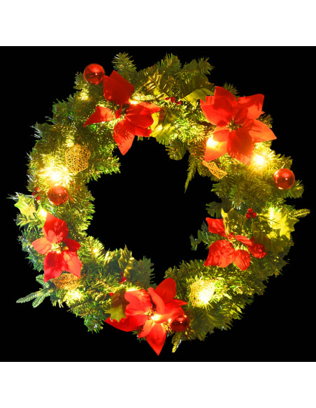 Ghirlanda Natalizia con Luci LED Verde 60 cm PVC