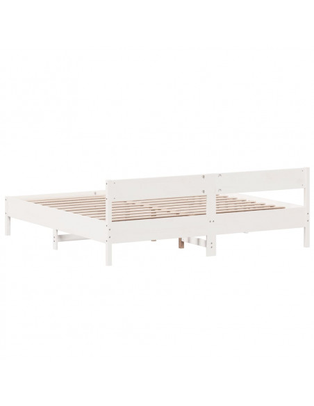 Giroletto con Testiera Bianco 200x200 cm Legno Massello di Pino