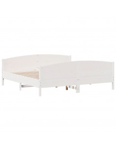 Giroletto con Testiera Bianco 200x200 cm Legno Massello di Pino