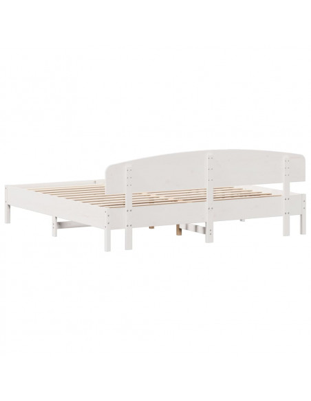 Giroletto con Testiera Bianco 200x200 cm Legno Massello di Pino