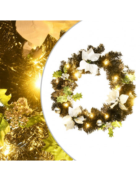 Ghirlanda Natalizia con Luci LED Nera 60 cm in PVC