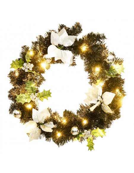 Ghirlanda Natalizia con Luci LED Nera 60 cm in PVC