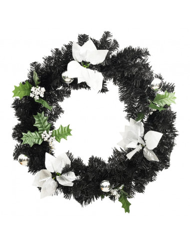 Ghirlanda Natalizia con Luci LED Nera 60 cm in PVC