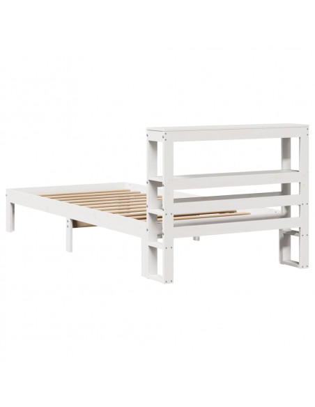 Giroletto con Testiera Bianco 75x190 cm Legno Massello di Pino
