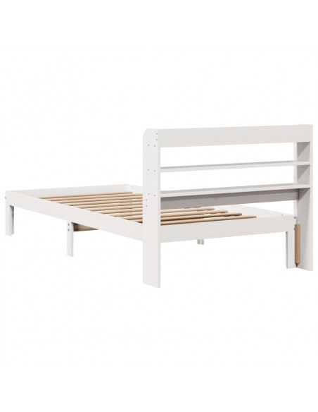 Giroletto con Testiera Bianco 75x190 cm Legno Massello di Pino