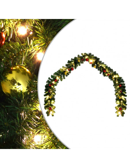 Ghirlanda di Natale Decorata con Palline e Luci a LED 5 m