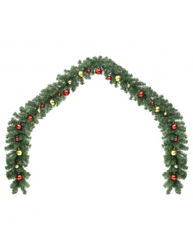 Ghirlanda di Natale Decorata con Palline e Luci a LED 5 m