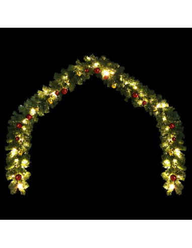 Ghirlanda di Natale Decorata con Palline e Luci a LED 5 m