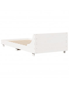 Giroletto con Testiera Bianco 75x190 cm Legno Massello di Pino