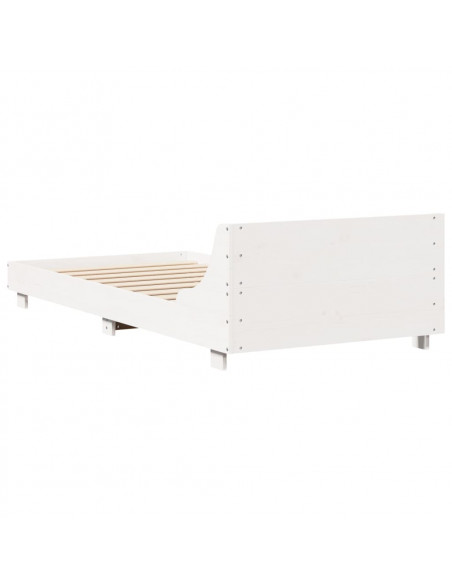 Giroletto con Testiera Bianco 75x190 cm Legno Massello di Pino