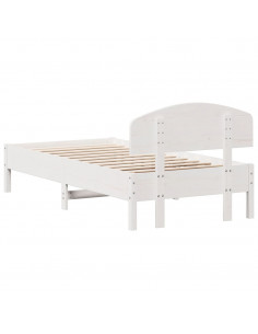 Giroletto con Testiera Bianco 75x190 cm Legno Massello di Pino