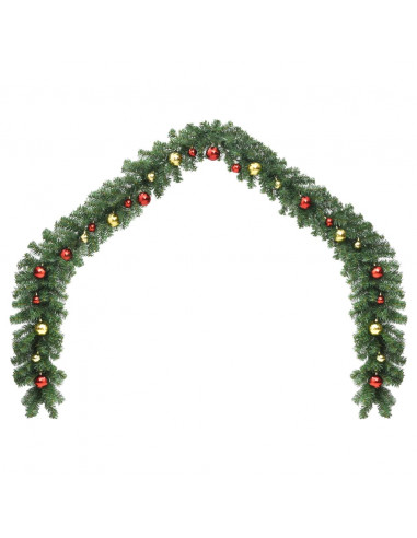 Ghirlanda di Natale Decorata con Palline e Luci a LED 10 m