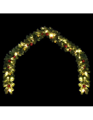 Ghirlanda di Natale Decorata con Palline e Luci a LED 10 m