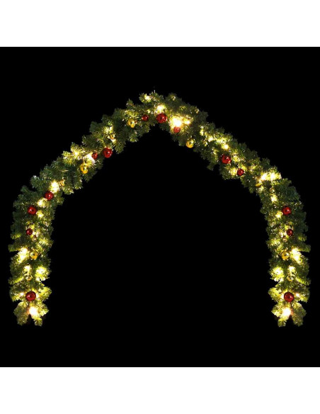 Ghirlanda di Natale Decorata con Palline e Luci a LED 10 m