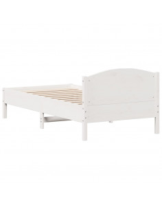 Giroletto con Testiera Bianco 75x190 cm Legno Massello di Pino