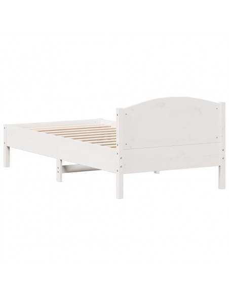 Giroletto con Testiera Bianco 75x190 cm Legno Massello di Pino