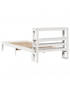 Giroletto con Testiera Bianco 90x190 cm Legno Massello di Pino