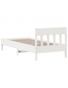 Giroletto con Testiera Bianco 90x190 cm Legno Massello di Pino