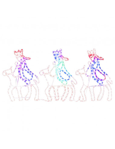 Figura di Natale dei Tre Re Magi con 504 LED 70x50 cm
