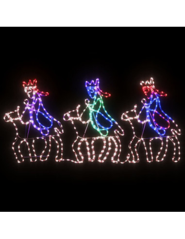 Figura di Natale dei Tre Re Magi con 504 LED 70x50 cm
