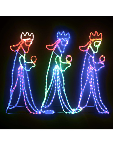 Figura Natalizia dei Tre Re Magi con 504 LED 99,5x45,5 cm