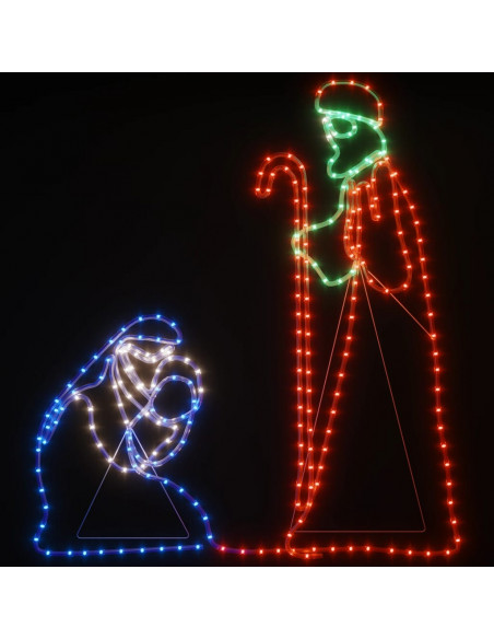 Figura Natalizia di Maria e Giuseppe con 264 LED 40x55&38x100cm