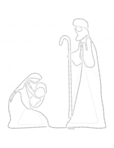 Figura Natalizia di Maria e Giuseppe con 264 LED 40x55&38x100cm