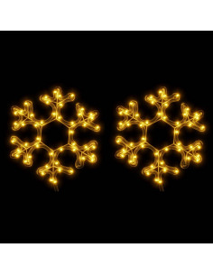 Figura Natalizia Fiocco di Neve LED 2 pz Bianco Caldo 27x27 cm 2
