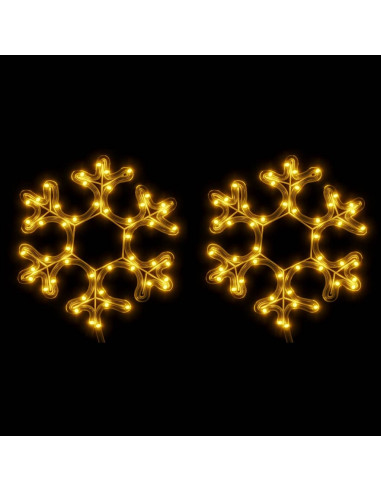 Figura Natalizia Fiocco di Neve LED 2 pz Bianco Caldo 27x27 cm