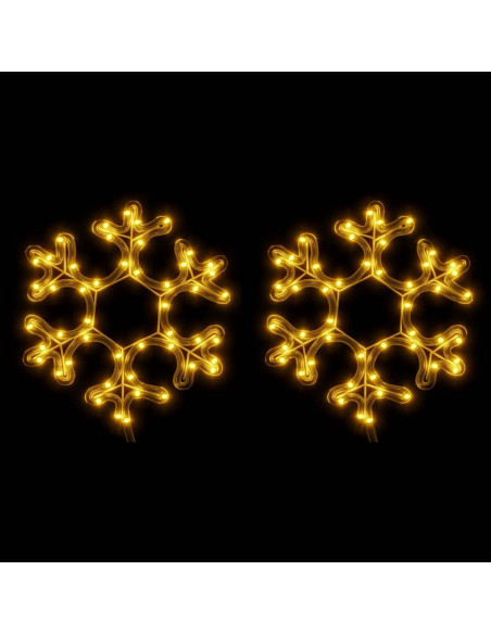 Figura Natalizia Fiocco di Neve LED 2 pz Bianco Caldo 27x27 cm