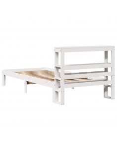 Giroletto con Testiera Bianco 90x200 cm Legno Massello di Pino