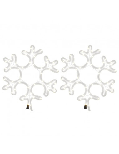 Figura Natalizia Fiocco di Neve LED 2 pz Bianco Caldo 27x27 cm