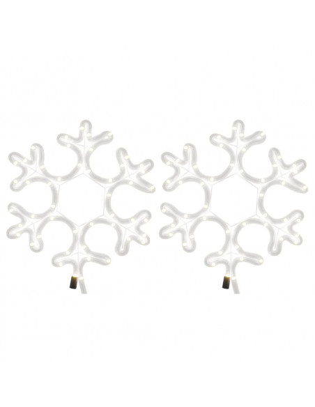 Figura Natalizia Fiocco di Neve LED 2 pz Bianco Caldo 27x27 cm