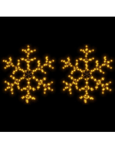 Figura Natalizia Fiocco di Neve LED 2 pz Bianco Caldo 59x59 cm 2