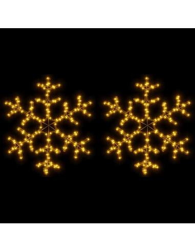 Figura Natalizia Fiocco di Neve LED 2 pz Bianco Caldo 59x59 cm