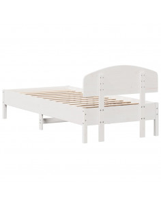 Giroletto con Testiera Bianco 90x200 cm Legno Massello di Pino