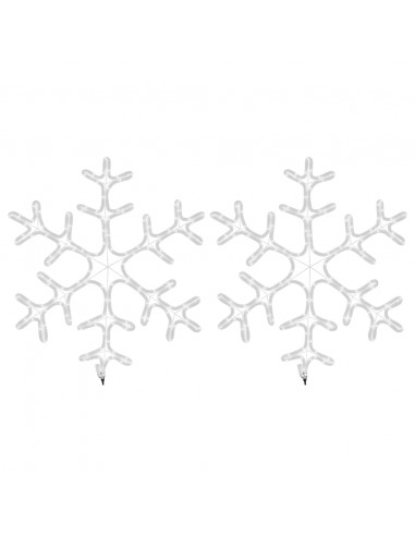 Figura Natalizia Fiocco di Neve LED 2 pz Bianco Caldo 59x59 cm