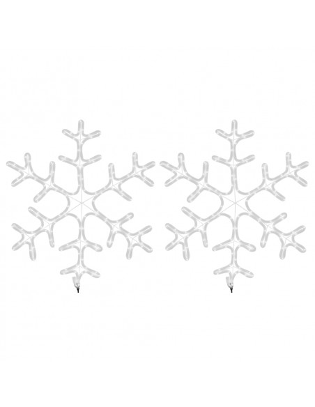 Figura Natalizia Fiocco di Neve LED 2 pz Bianco Caldo 59x59 cm
