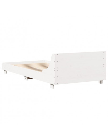 Giroletto con Testiera Bianco 90x200 cm Legno Massello di Pino