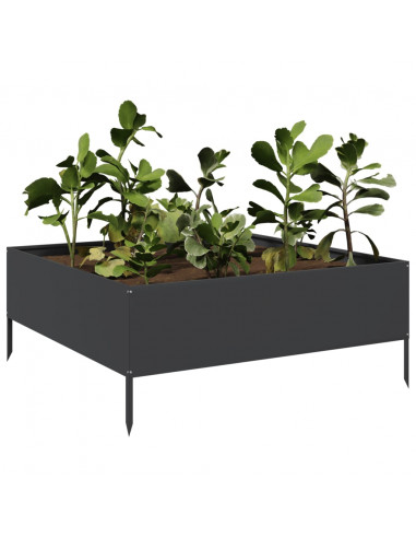 Fioriera Rialzata da Giardino Nera 100x100x25 cm in Acciaio