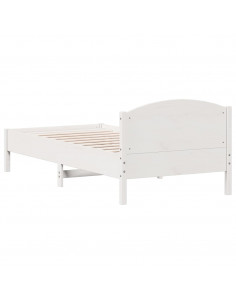 Giroletto con Testiera Bianco 90x200 cm Legno Massello di Pino