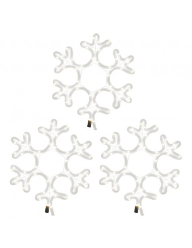 Figura Natalizia Fiocco di Neve LED 3 pz Bianco Caldo 27x27 cm