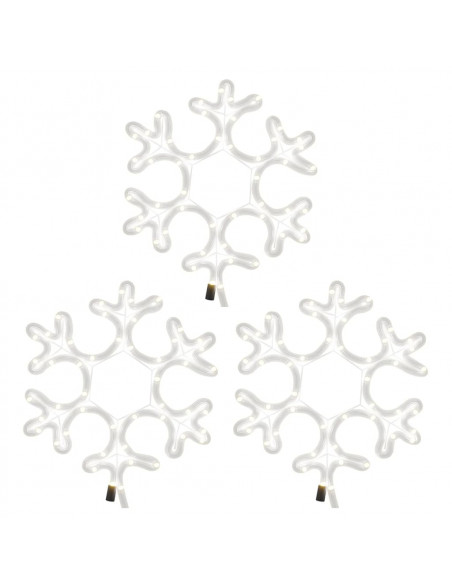 Figura Natalizia Fiocco di Neve LED 3 pz Bianco Caldo 27x27 cm